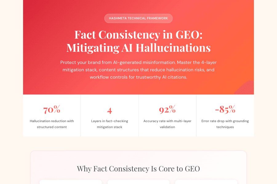 Fact Consistency Hallucination Mitigation Geo