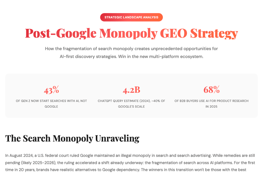 Post Google Monopoly Geo Strategy