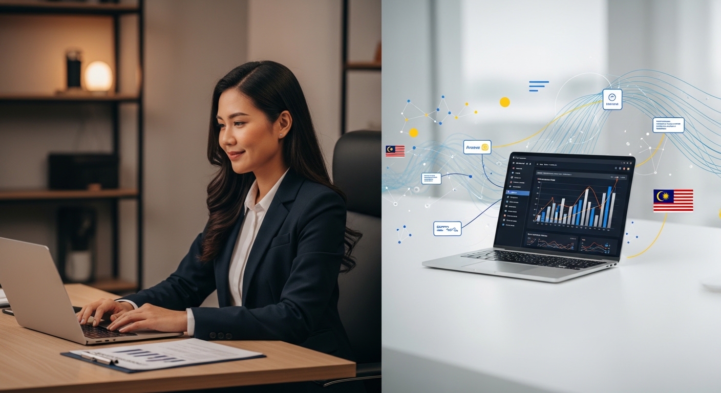 Malaysian SME owner utilizing digital marketing grant for business growth