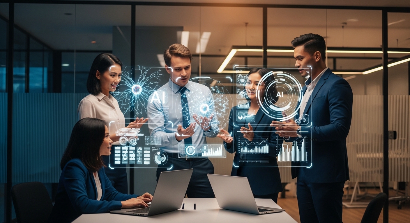Hashmeta Malaysia AI-powered digital marketing team collaborating with data visualization