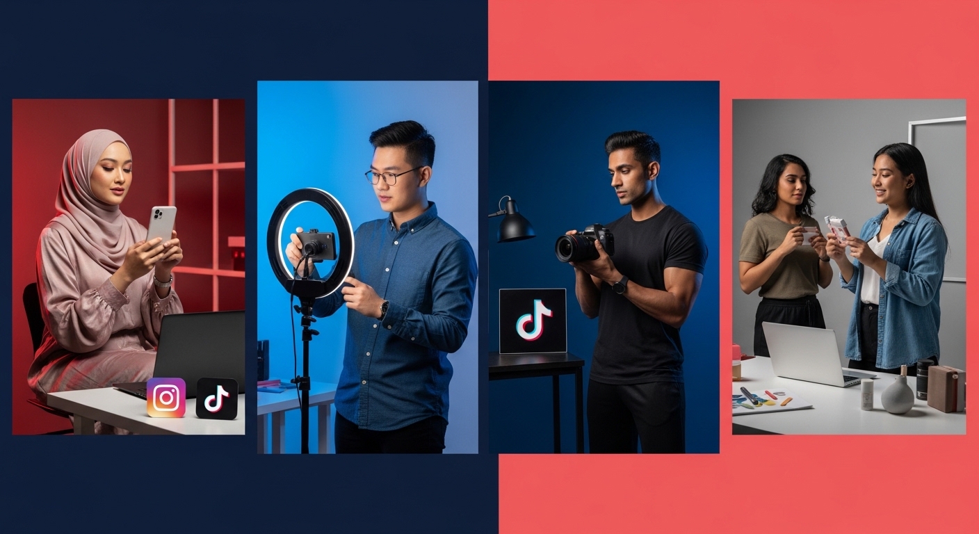 Malaysian influencers creating content for Instagram TikTok and Xiaohongshu campaigns