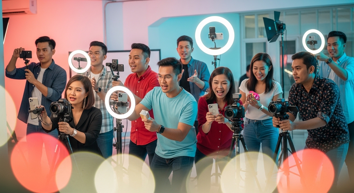 TikTok Influencer Marketing - Content creators filming engaging videos