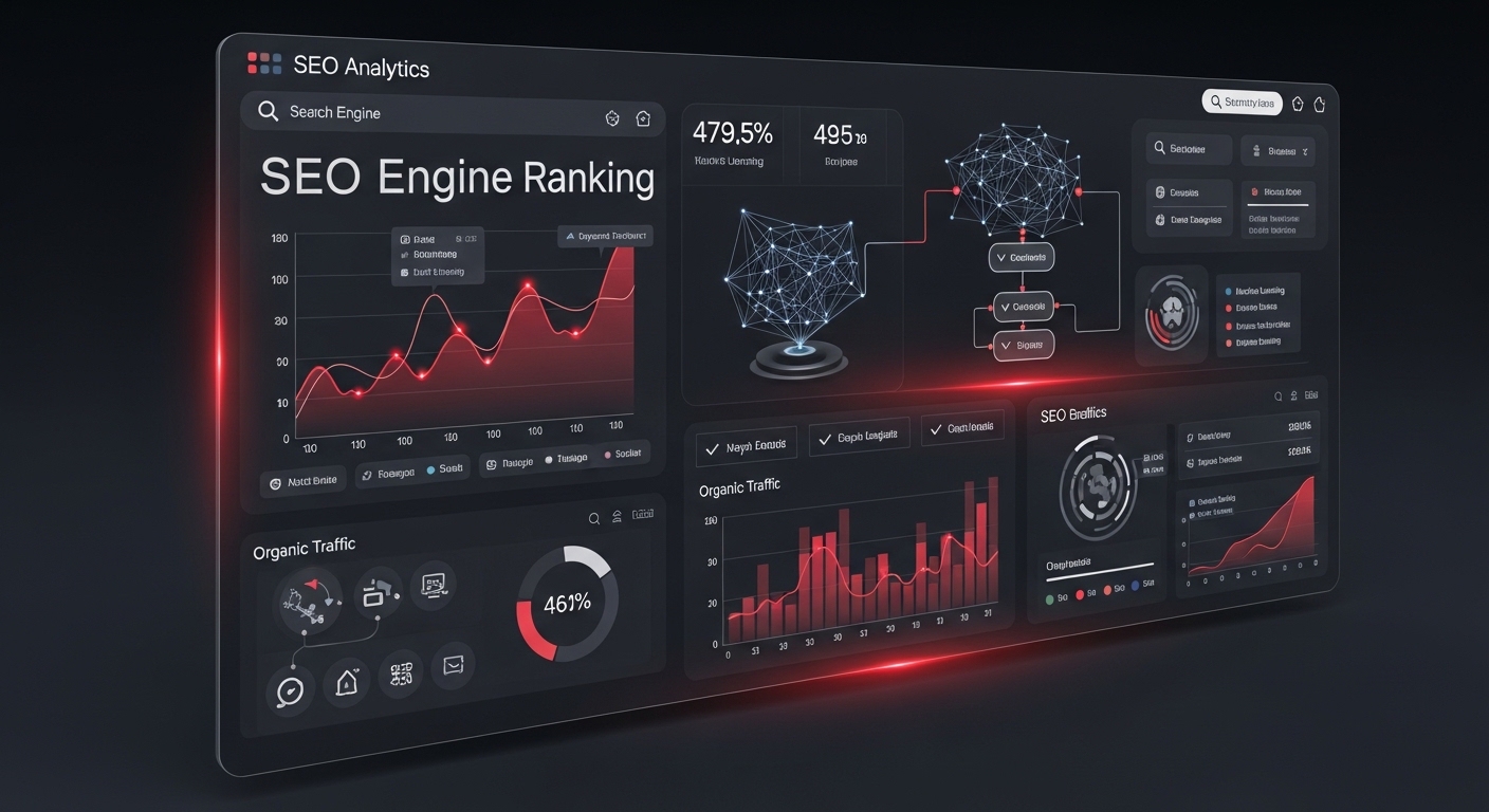 AI-powered SEO analytics dashboard visualization