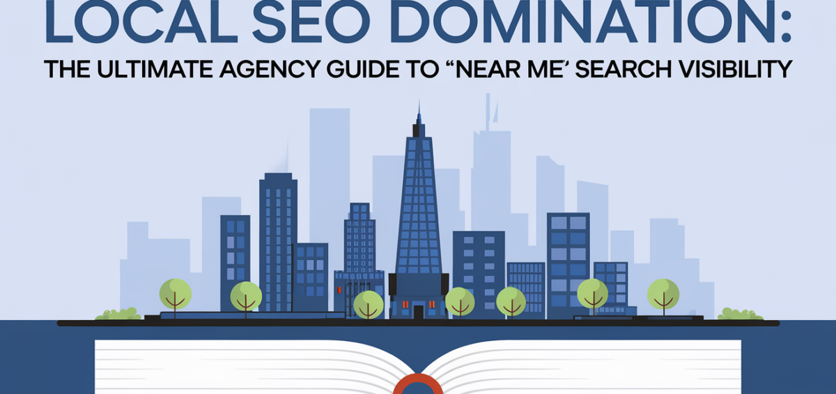 Blog banner titled 'Local SEO Domination: The Ultimate Agency Guide to Near Me Search Visibility'