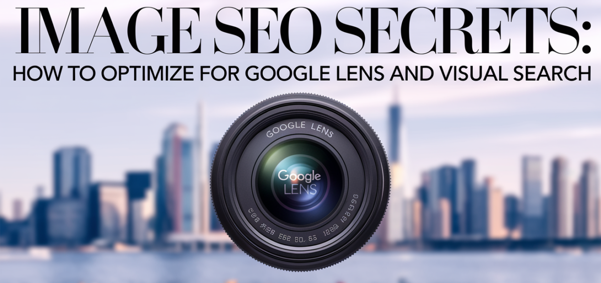 Blog banner with title 'Image SEO Secrets' on a colorful, abstract background