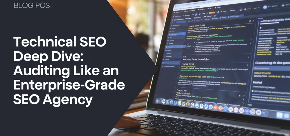 Blog banner with title 'Technical SEO Deep Dive: Auditing like an Enterprise-Grade SEO Agency'