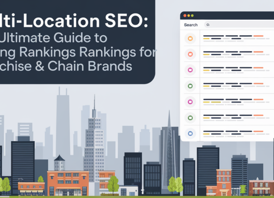 Banner reads 'Multi-Location SEO: The Ultimate Guide' with a map background.