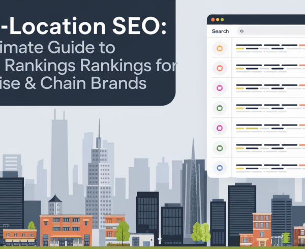 Banner reads 'Multi-Location SEO: The Ultimate Guide' with a map background.