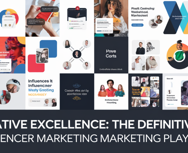 Banner titled 'Creative Excellence: The Definitive Influencer Marketing Playbook' with vibrant colors and modern design.
