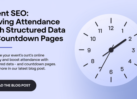 Banner with 'Event SEO: Driving Attendance with Structured Data & Countdown Pages' title