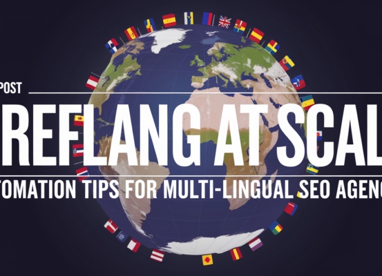 Banner with 'Hreflang at Scale: Automation Tips for Multi-Lingual SEO Agencies' title in bold.