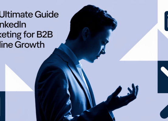 Banner with 'The Ultimate Guide to LinkedIn Marketing for B2B Pipeline Growth' text, professional theme