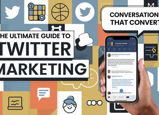 Banner with title 'The Ultimate Guide to X (Twitter) Marketing: Conversations that Convert' in bold font