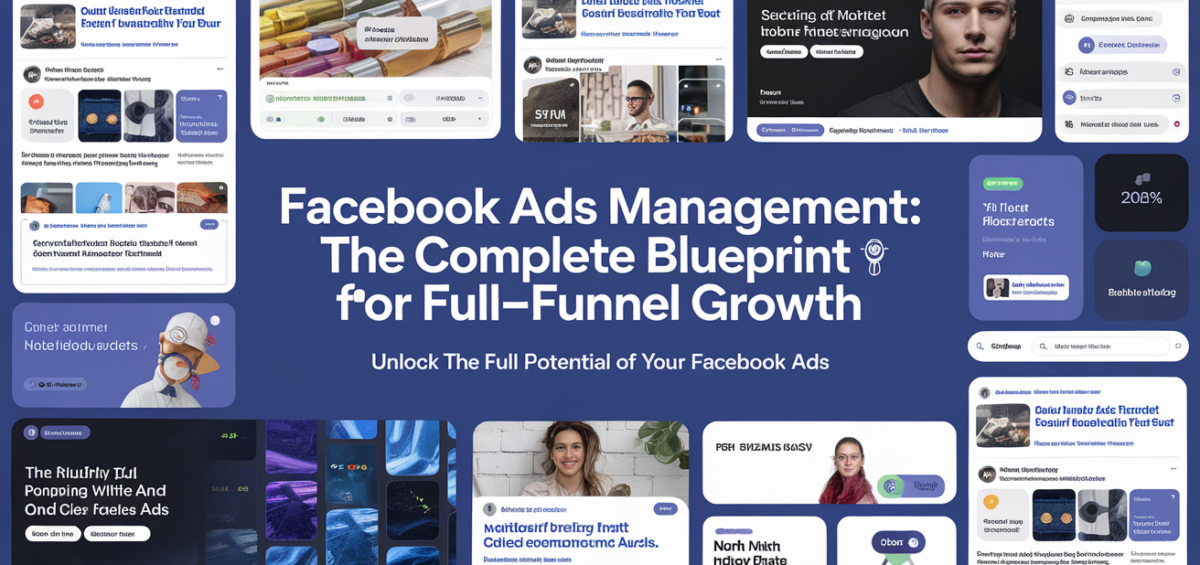 Blog banner with 'Facebook Ads Management: The Complete Blueprint for Full-Funnel Growth' title