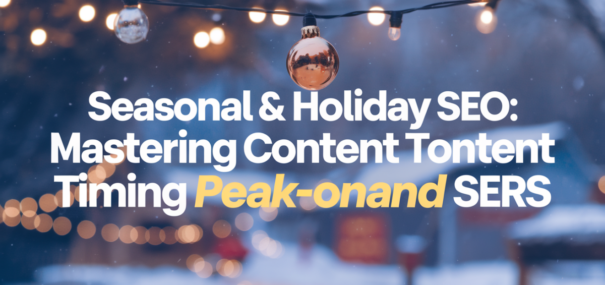Blog banner with 'Seasonal & Holiday SEO' title in festive colors