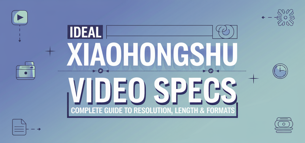 Banner titled 'Ideal Xiaohongshu Video Specs: Complete Guide to Resolution, Length & Formats' with a modern design.