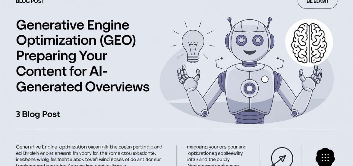 Banner with 'Generative Engine Optimization' title, futuristic digital theme.
