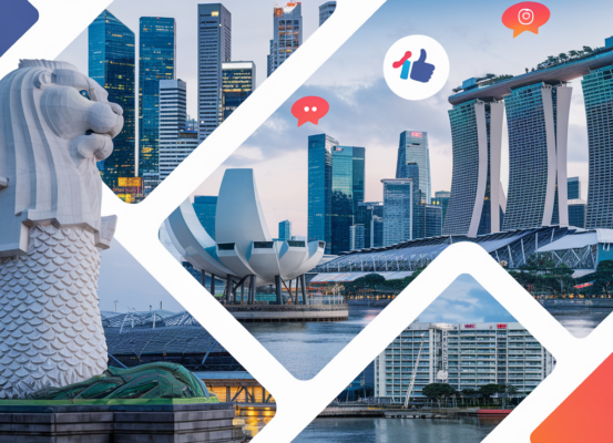 Banner with 'Singapore Social Commerce Trends: What Brands Need to Know for 2025' text over a futuristic cityscape background.