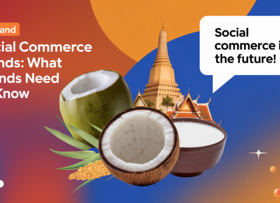 Banner with text 'Thailand Social Commerce Trends: What Brands Need to Know' over a vibrant Thai cityscape.