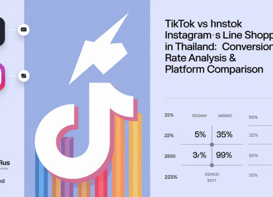 Banner with 'TikTok vs Instagram vs LINE Shopping in Thailand' title and logos.