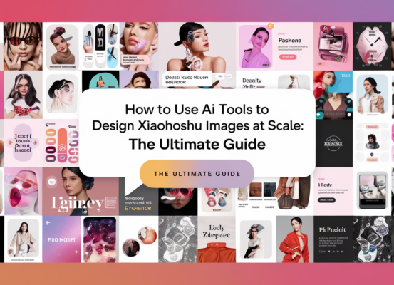 Blog banner titled 'How to Use AI Tools to Design Xiaohongshu Images at Scale: The Ultimate Guide' in bold font on a colorful abstract background.
