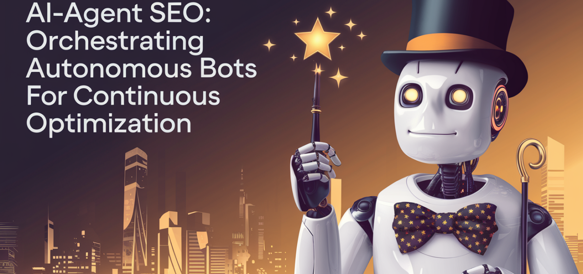 Blog banner with 'AI-Agent SEO: Orchestrating Autonomous Bots' title on a tech-themed background.