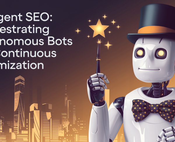 Blog banner with 'AI-Agent SEO: Orchestrating Autonomous Bots' title on a tech-themed background.