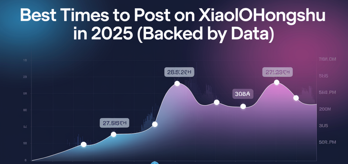 Blog banner with 'Best Times to Post on Xiaohongshu in 2025 (Backed by Data)' title, modern design