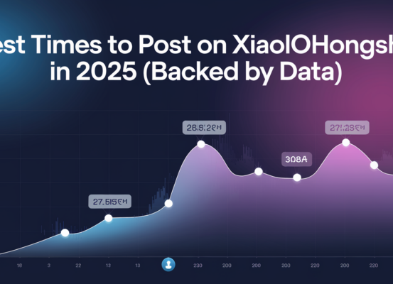 Blog banner with 'Best Times to Post on Xiaohongshu in 2025 (Backed by Data)' title, modern design