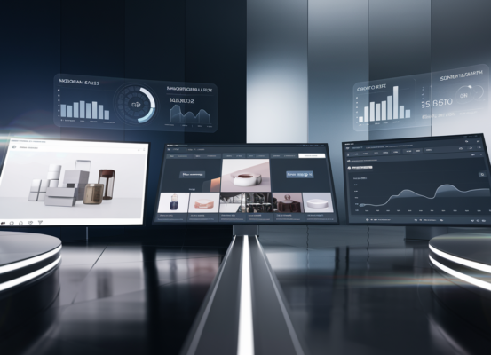 High-tech command center with Instagram displays, blue lighting, and Singapore skyline.