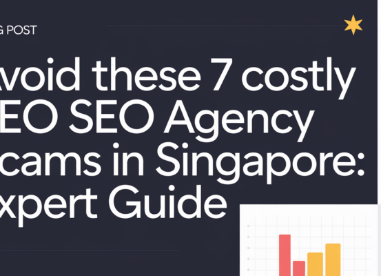 Banner titled 'Avoid These 7 Costly SEO Agency Scams in Singapore: Expert Guide'