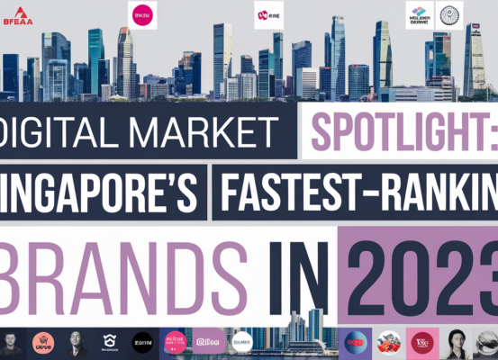 Banner titled 'Digital Market Spotlight: Singapore's Fastest-Ranking Brands in 2023'