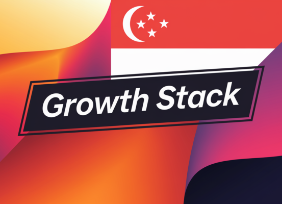 Banner titled 'Growth Stack: The Ultimate 6-Month SEO + Marketing Plan for Singapore Brands' with a modern design.