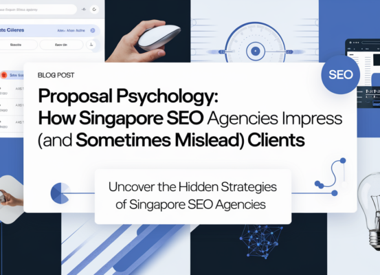 Banner with 'Proposal Psychology' title, featuring Singapore skyline and SEO keywords.