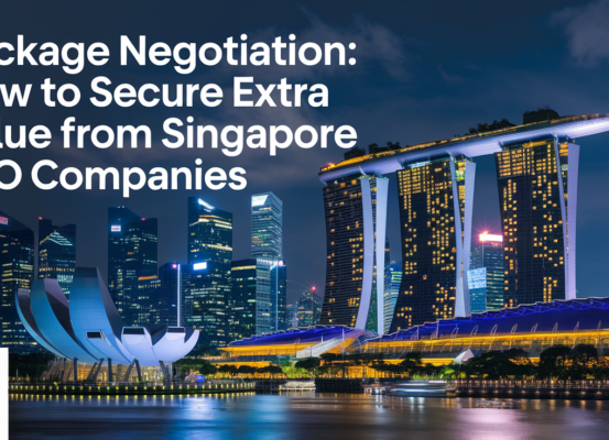 Banner with title 'Package Negotiation: How to Secure Extra Value from Singapore SEO Companies' in modern font.