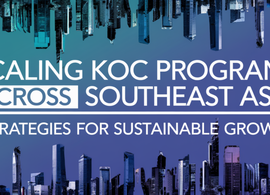Banner with title 'Scaling KOC Programs Across Southeast Asia: Strategies for Sustainable Growth', featuring vibrant colors and Southeast Asian landmarks.