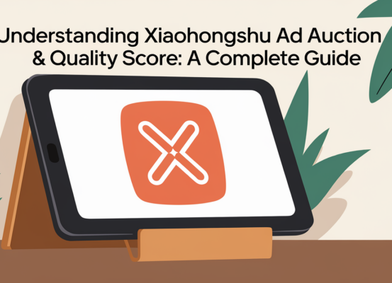 Banner with 'Understanding Xiaohongshu Ad Auction & Quality Score: A Complete Guide' in bold letters