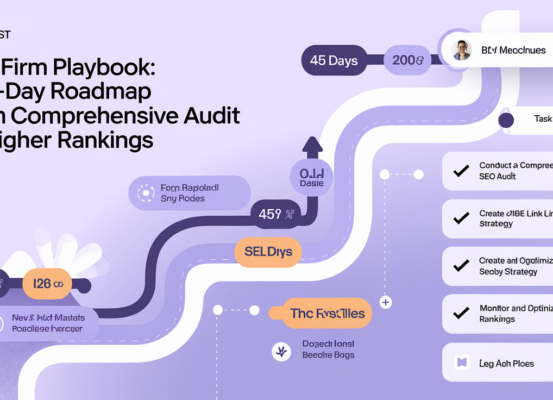 Blog banner with 'SEO Firm Playbook: A 45-Day Roadmap' title in bold text.