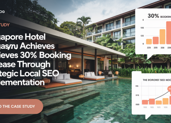 Blog banner with title 'Case Study: Singapore Hotel Achieves 30% Booking Increase Through Strategic Local SEO Implementation'