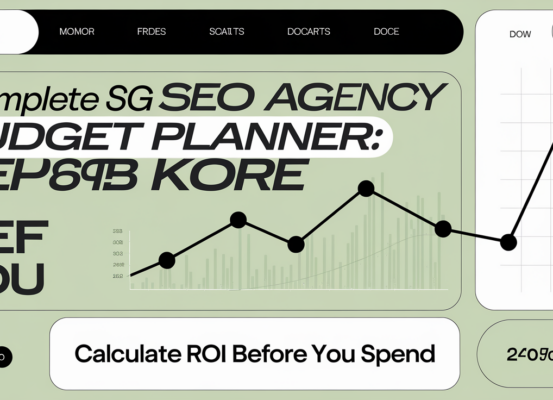 Blog banner titled 'Complete SG SEO Agency Budget Planner: Calculate ROI Before You Spend' with a sleek, modern design.