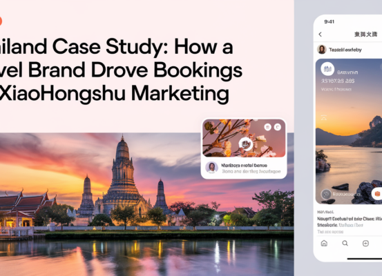 Blog banner with 'Thailand Case Study' title in bold, tropical theme