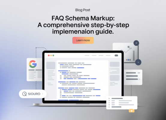 A blog banner with the title 'FAQ Schema Markup: A Comprehensive Step-by-Step Guide'