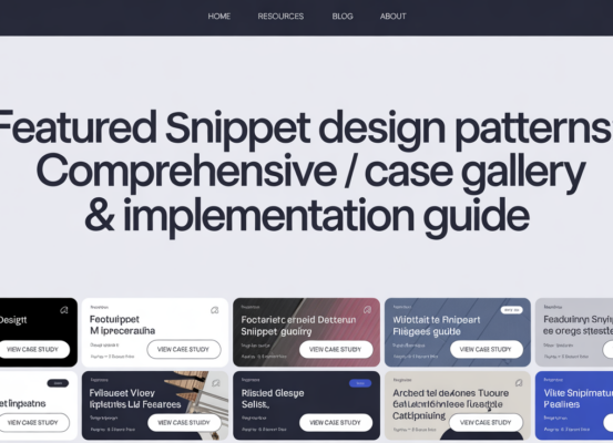 Banner with 'Featured Snippet Design Patterns: Comprehensive Case Gallery & Implementation Guide' title.