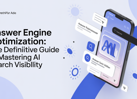 Blog banner titled 'Answer Engine Optimization: The Definitive Guide to Mastering AI Search Visibility'
