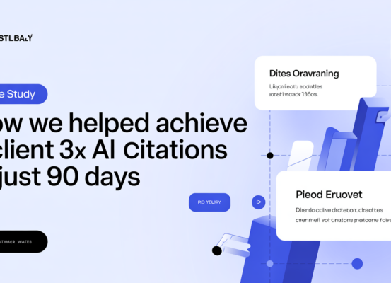 Blog banner titled 'Case Study: Client Achieves 3x AI Citations in 90 Days'