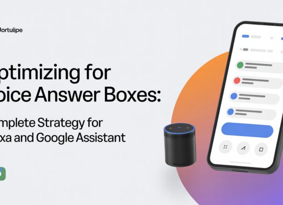 Blog banner titled 'Optimizing for Voice Answer Boxes' with Alexa and Google icons