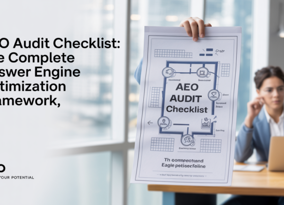 Blog banner with 'AEO Audit Checklist: The Complete Answer Engine Optimization Framework' title