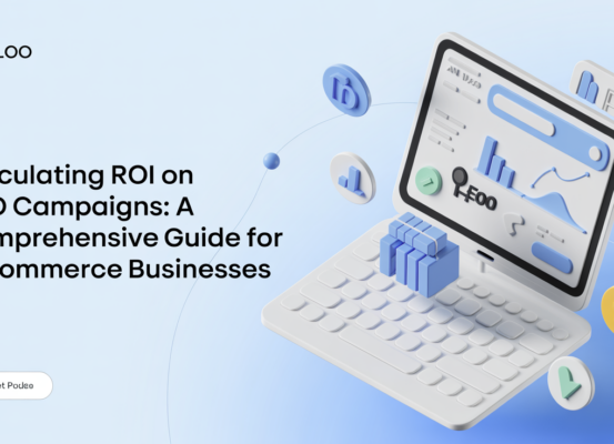 Blog banner with title 'Calculating ROI on AEO Campaigns' for e-commerce guidance