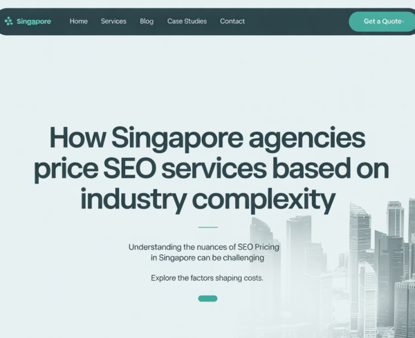 Banner titled 'How Singapore Agencies Price SEO Services Based on Industry Complexity' with a modern design.