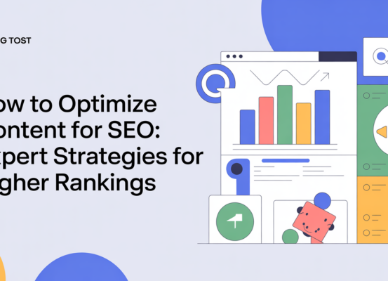 Banner titled 'How to Optimize Content for SEO' with a digital marketing theme.